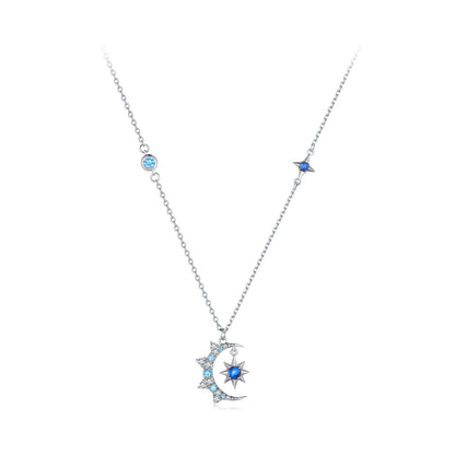 925 Sterling Silver Necklace with Pavé Setting CZ and Spinel Pendant