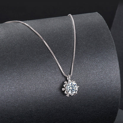 925 Sterling Silver Moissanite & CZ Pavé Necklace - 40+5cm for Women