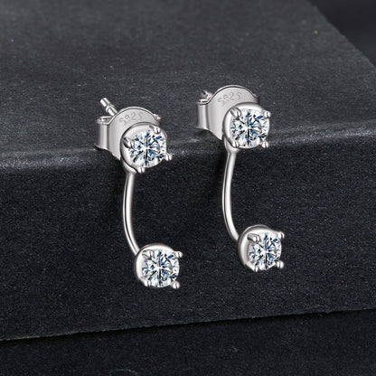 925 Sterling Silver White Gold Plated Moissanite Earrings 0.1 Carat for Women