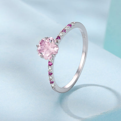 925 Sterling Silver White Gold Plated Pavé CZ 0.6cm Ring Size 6 for Women
