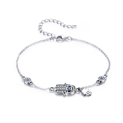 925 Sterling Silver Bracelet 21cm Long with 1.0*1.7cm Charms for Women