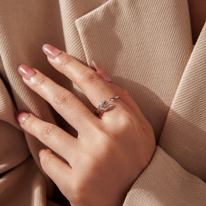 925 Sterling Silver Ring with Pavé Setting CZ in White Gold Plating