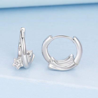 925 Sterling Silver Earrings with White Gold Plating and CZ