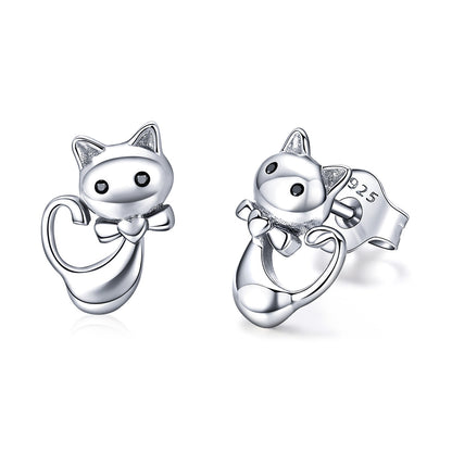 925 Sterling Silver Earrings with Pavé Setting in Oxidized Finish