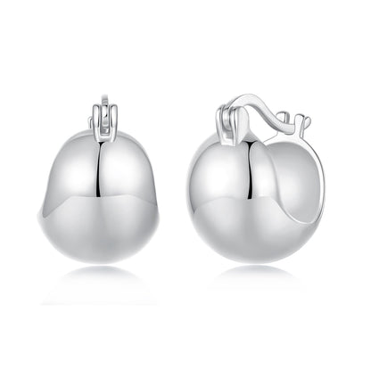 925 Sterling Silver Plated White Gold Earrings 1.4 x 1.0 cm for Women