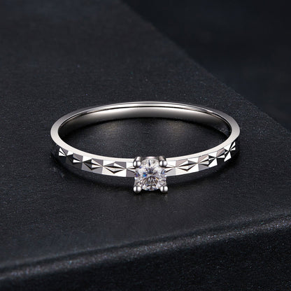 925 Sterling Silver Moissanite White Gold Plated Ring Size 6