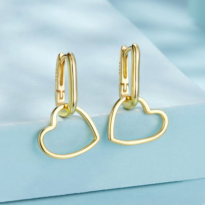 925 Sterling Silver Earrings with Love Pendant for Women