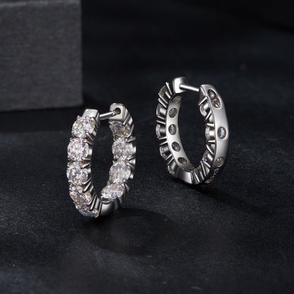 925 Sterling Silver Moissanite Earrings 0.1 Carat White Gold Plated 1.5x0.3cm Women