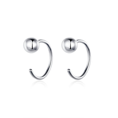 925 Sterling Silver Earrings with Plated Platinum, 1cm Diameter for Women