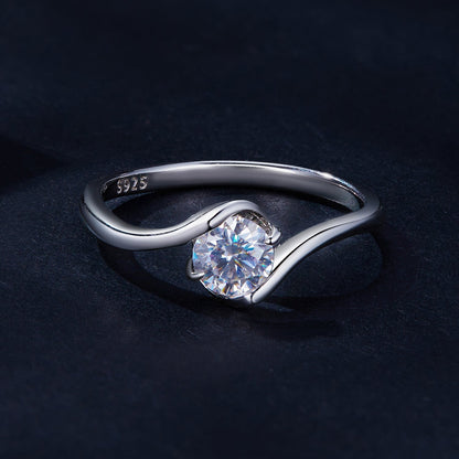 925 Sterling Silver 5mm Moissanite Ring for Women