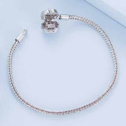 925 Sterling Silver Bracelet with Pavé Setting CZ, 17cm for Women