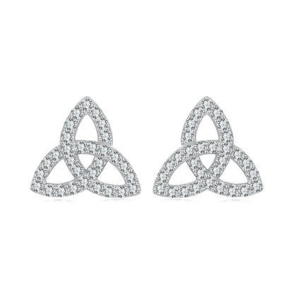 925 Sterling Silver White Gold Plated Pavé CZ Earrings