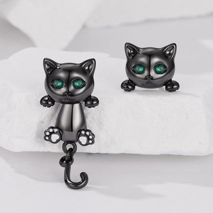 Brass & S925 Silver Earrings | 2.8*1.1cm | White Gold Plated with Pavé Setting CZ for Women