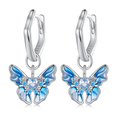925 Sterling Silver Enamel Pavé Setting CZ Earrings for Women