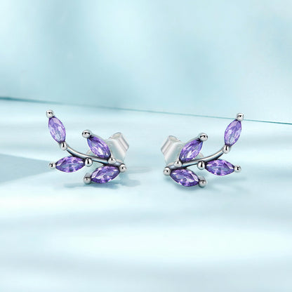 925 Sterling Silver Earrings with CZ and Oxidized Finish - 1.3*0.6cm