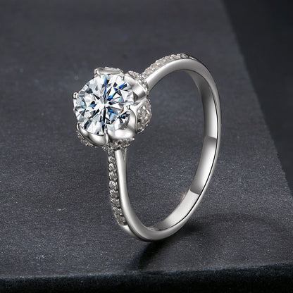 925 Sterling Silver Moissanite Ring 1ct Size 6 White Gold Plated for Women