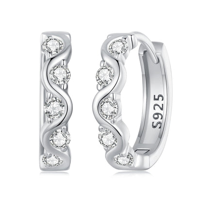 925 Sterling Silver Earrings with Platinum Plating and CZ - Stylish and Elegant Design for Women