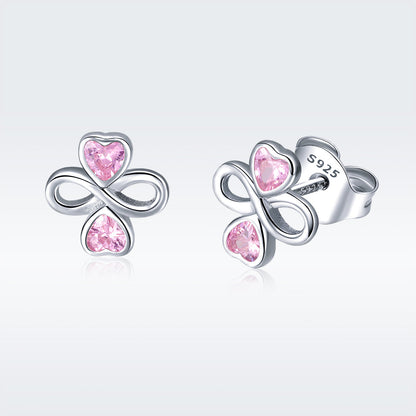925 Sterling Silver Platinum Plated Pavé Setting CZ Earrings