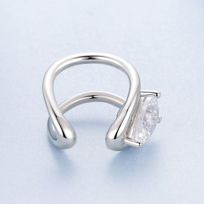 925 Sterling Silver Hoop Earrings with Pavé Setting CZ in White Gold