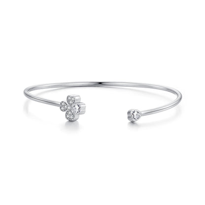 925 Sterling Silver Bracelet with Pavé Setting CZ, Inner Diameter 550mm, 2.0mm Wide, Unisex