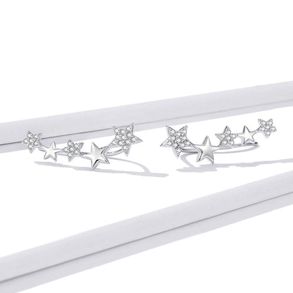 925 Sterling Silver Earrings with Plated Platinum and Pavé Setting CZ