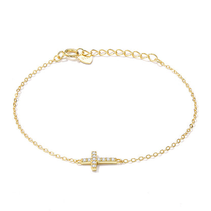 925 Sterling Silver Bracelet with Pavé Setting CZ, 155+25mm for Women