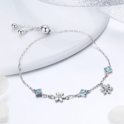 925 Sterling Silver Adjustable Bracelet for Women - 22cm