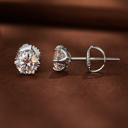 925 Sterling Silver 6.5mm Moissanite Earrings for Women