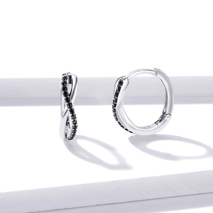925 Sterling Silver Earrings 1.3*0.4cm with Pavé Setting CZ for Women