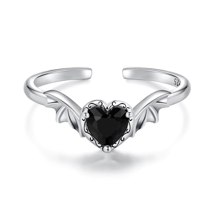 925 Sterling Silver Oxidized Pendant CZ Ring