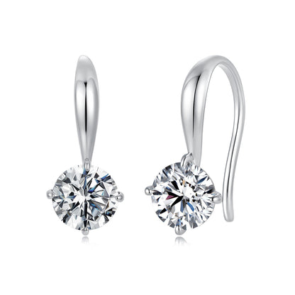 925 Sterling Silver White Gold Plated 0.5ct Moissanite 1.4x0.6cm Earrings for Women