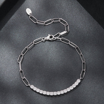 925 Sterling Silver + Moissanite White Gold 21cm Bracelet for Women