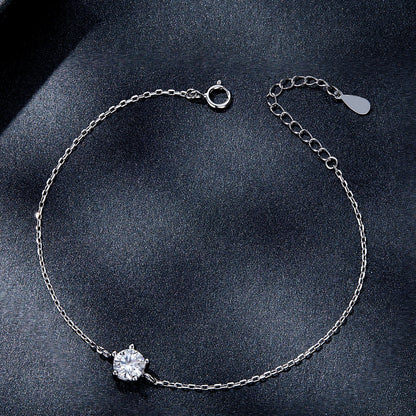 S925 Sterling Silver Moissanite Bracelet 15+3cm for Women