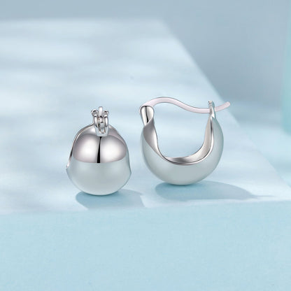 925 Sterling Silver Plated White Gold Earrings 1.4 x 1.0 cm for Women