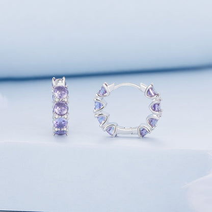 925 Sterling Silver Earrings with Pavé Setting and Plated Platinum for Women