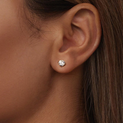 925 Sterling Silver 5mm Moissanite Earrings with White Gold Plating for Women