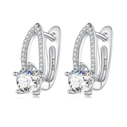 925 Sterling Silver Earrings with CZ Pavé Setting, 1.4*0.62cm for Women