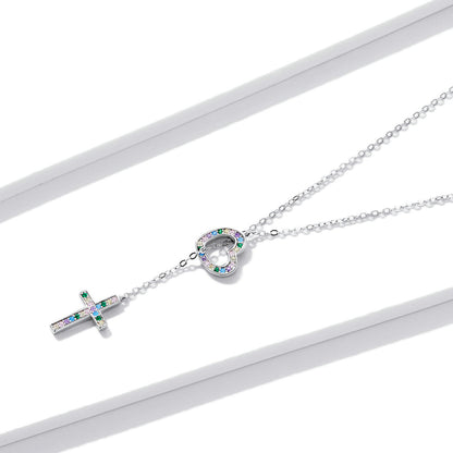 925 Sterling Silver Plated Necklace with Adjustable Length 42.5cm and CZ for Women
