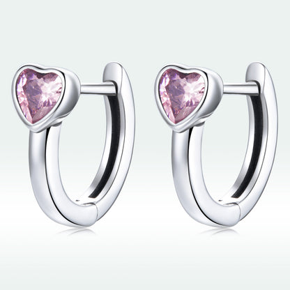 925 Sterling Silver Earrings with Pavé Setting CZ, Oxidized Silver, 1.2x0.5cm for Women