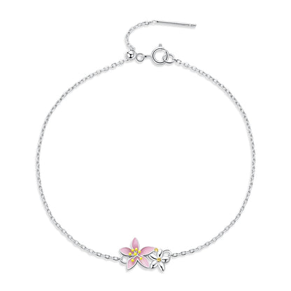 S925 Sterling Silver Adjustable Flower Bracelet for Women