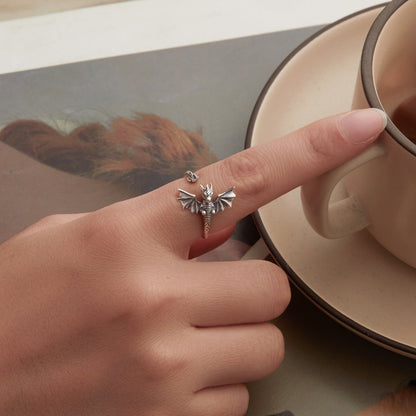 925 Sterling Silver Oxidized Dragon Ring