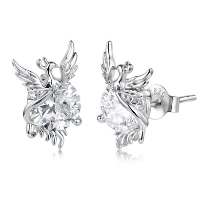 925 Sterling Silver White Gold Plated 1.4x0.9cm Pavé CZ Earrings for Women