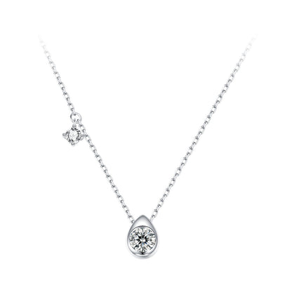 925 Sterling Silver + Moissanite Adjustable Necklace for Women - White Gold 0.5ct & 0.1ct