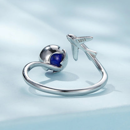 925 Silver 1.8mm Lapis Lazuli Ring