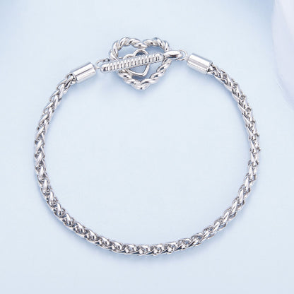 925 Sterling Silver 3.0mm Plated Platinum Bracelet Size 17.0 for Women
