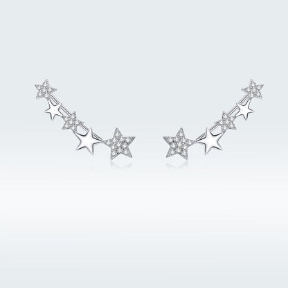 925 Sterling Silver Earrings with Plated Platinum and Pavé Setting CZ