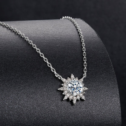 925 Sterling Silver 0.5 Carat Moissanite Necklace in White Gold Plating for Women