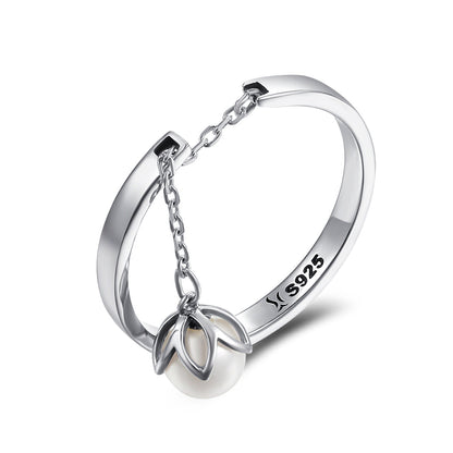 S925 Sterling Silver Ring Width 0.2CM Bead 0.6CM for Women