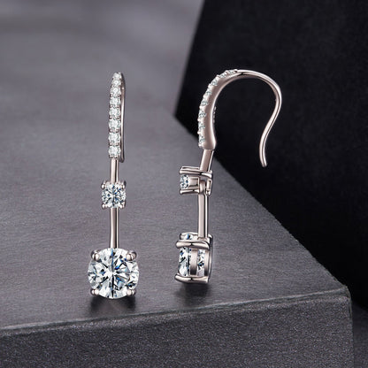925 Sterling Silver Moissanite 1.00 Carat Earrings for Women
