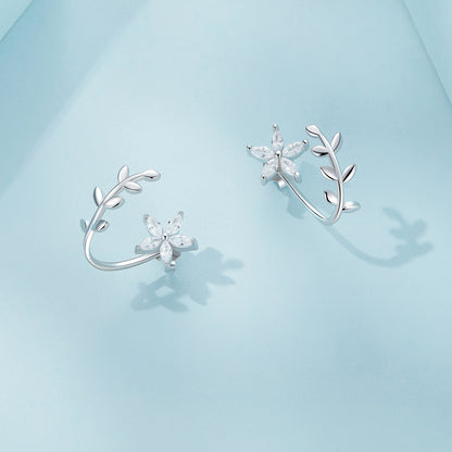 925 Sterling Silver Plated Platinum Earrings with CZ